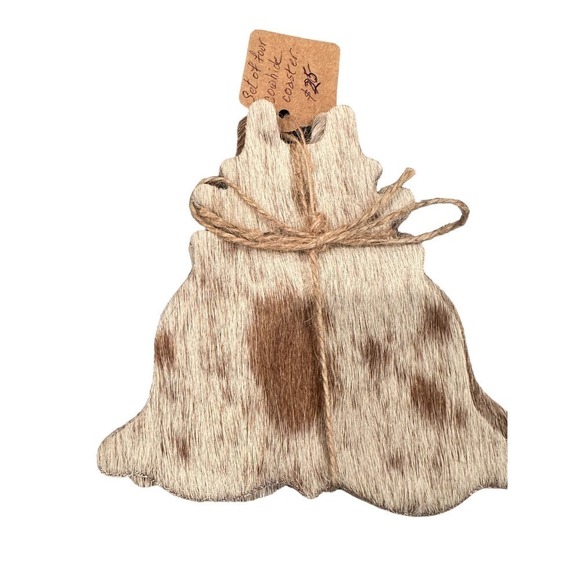 Real Cowhide Coasters 4pk - Picture 4 of 7